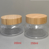 250G 9oz Round transparent SKin Cream Jar Butter Jar with Bamboo Cap Bamboo Lid 