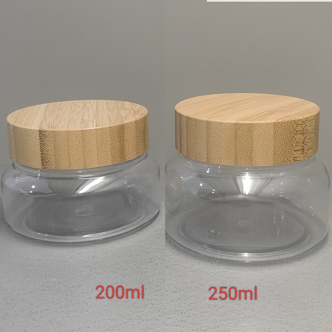 250G 9oz Round transparent SKin Cream Jar Butter Jar with Bamboo Cap Bamboo Lid 