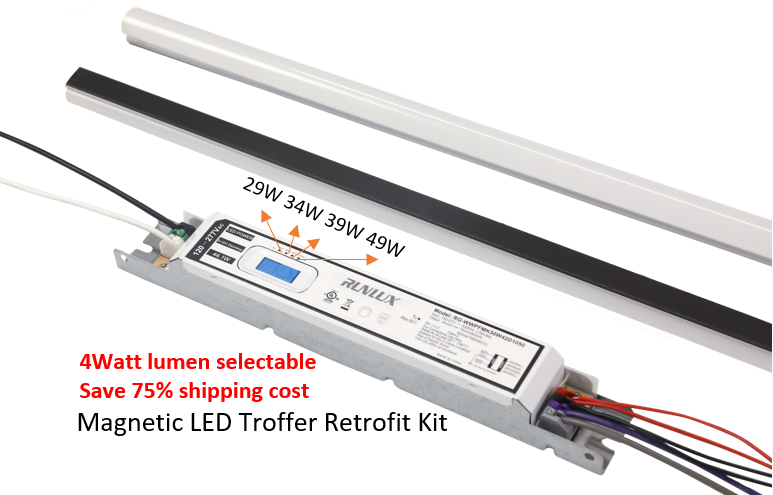 Lumen Selectable Magnetic LED Troffer Retrofit Kit