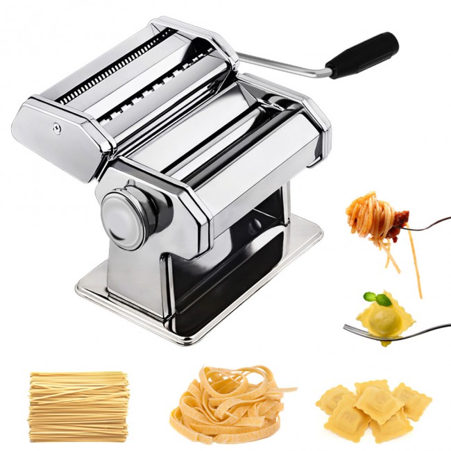 CHEFLY Pasta Maker Set 3 in 1 for Fresh Homemade Ravioli Fettuccine Spaghetti 9 Thickness Settings