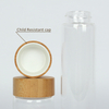 Eco-Friendly Child resistant Glass bottle jar with smooth Bamboo Lid packaging