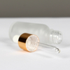 Essential oil round frosted clear glass aluminum shiny gold dropper bottle