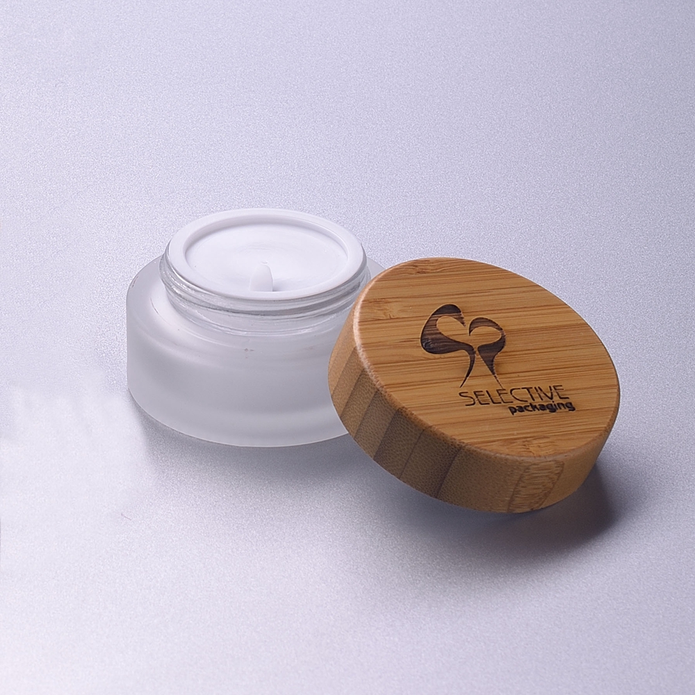 30G Frosted Glass Jar with Bamboo Cap