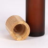 Eco-friendly Empty Frosted amber Glass Spray Bottle For Skin Care Cosmetic Pump Glass Lotion Bottle with bamboo cap