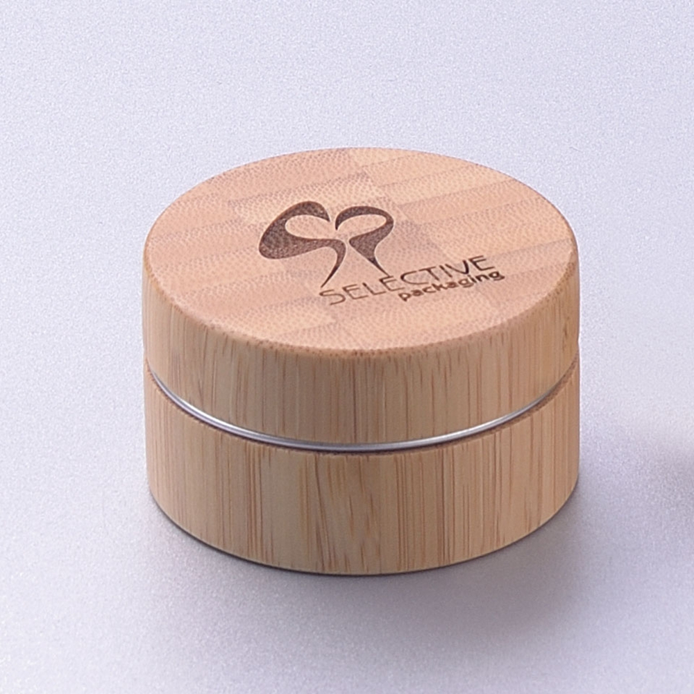 Unique 15g Eco Aluminum Wooden Jar with Bamboo Lid Cosmetic Cream Jars Bamboo Packaging