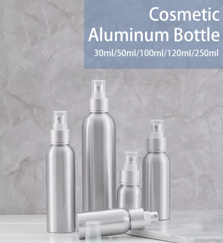 Silver Cosmetic Aluminum Spray Bottle