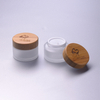 Jars Frosted Cosmetic Glass with Bamboo Cap 50g Frosted Clear glass cream jar Cosmetic Packing for Eye Cream,face Cream 
