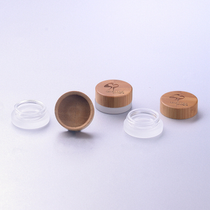 Hot Sale 5g Cosmetic Face Frosted Glass Cream Jars with bamboo cap