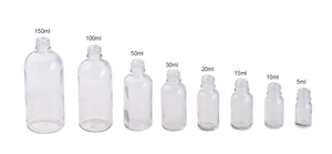 5ml 10ml 15ml 20ml 30ml 50ml 100ml 150ml White Green Blue Clear Amber Glass Essential Oil Bottle with Serume Bottle Dropper Screw Cap