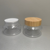 250G 9oz Round transparent SKin Cream Jar Butter Jar with Bamboo Cap Bamboo Lid 